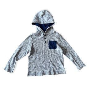 Old Navy Boy’s Navy Blue Waffle Knit Hooded Henley, Size XS (5)